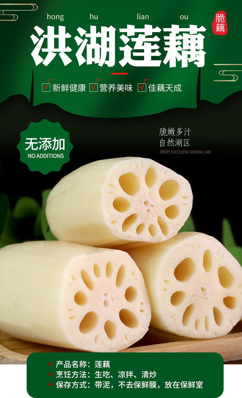 新鲜莲藕现挖九孔脆藕嫩藕莲藕尖脆嫩清炒凉拌湖北洪湖莲菜新鲜莲藕5