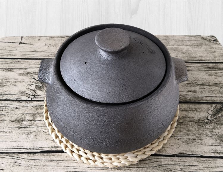 黑砂锅煲汤家用炖锅老式土沙锅燃气灶明火专用砂锅瓦罐陶土锅 2.