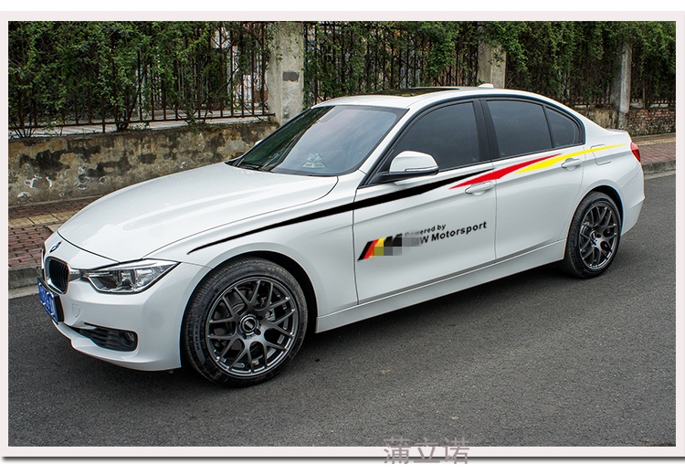 宝马车贴新3系车身拉花宝马贴纸5系4系5系gt改装x1x3运动m腰线贴 【德