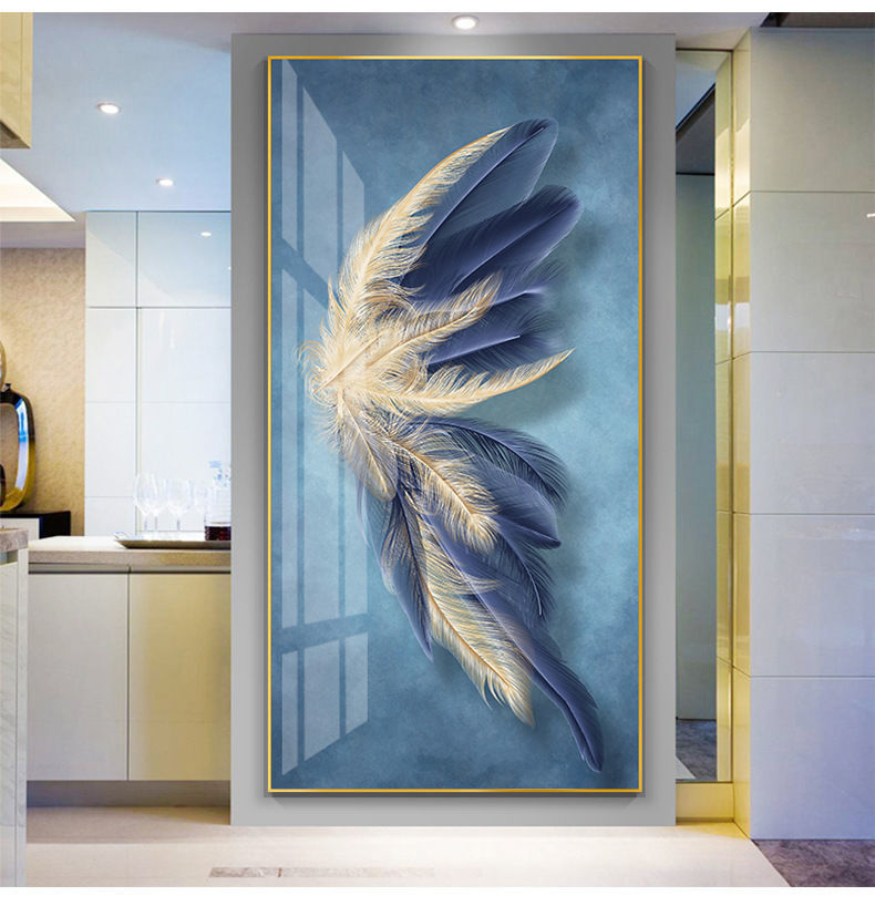 现代风装饰画轻奢玄关装饰画时尚羽毛走廊过道挂画现代简约大气墙画