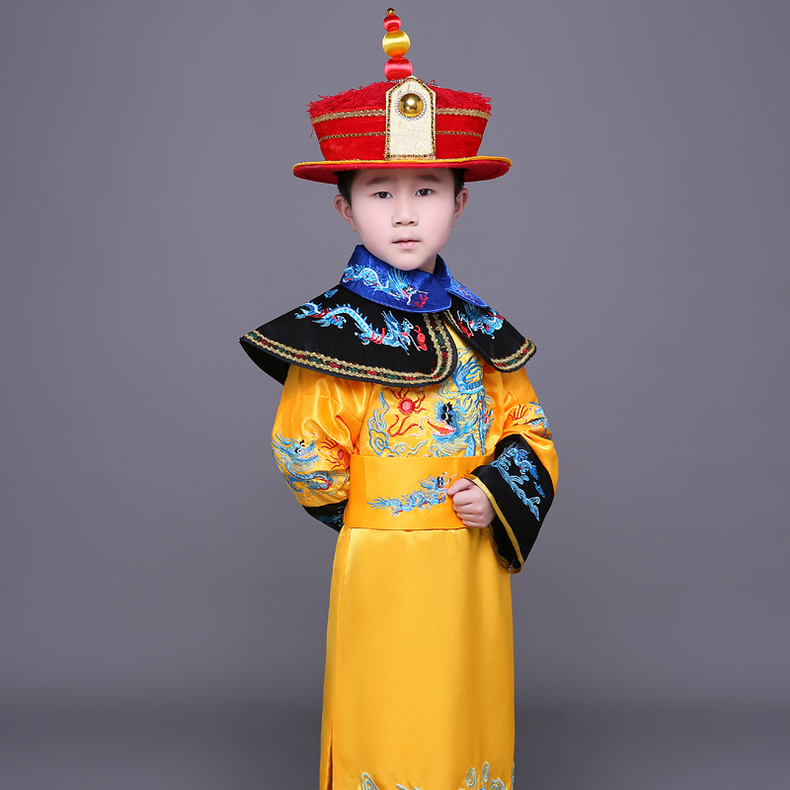儿童龙袍清朝小皇帝的衣服古童演出太子旗小阿哥康熙乾隆摄影定制款红
