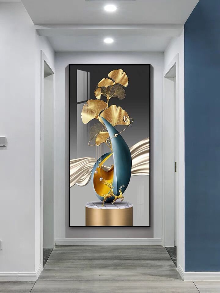 旗舰店北欧晶瓷入户玄关装饰画竖版走廊过道壁画背景墙现代简约玄幻挂