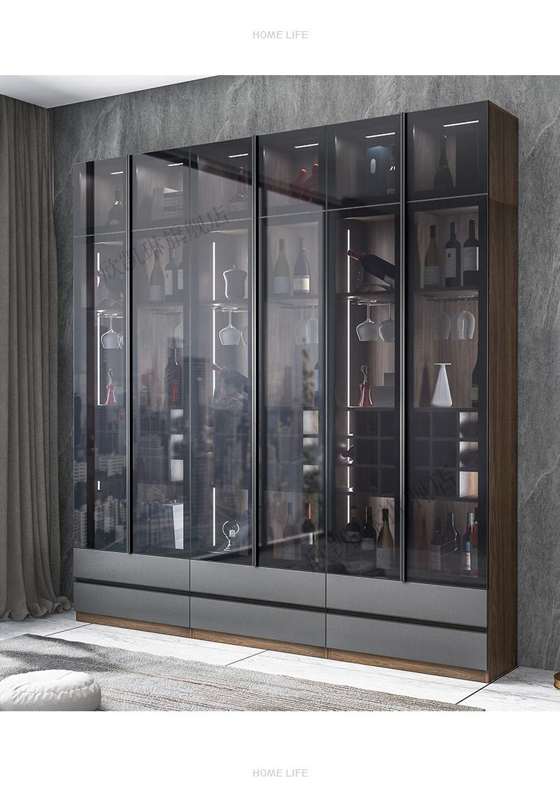 洞狮北欧餐厅玻璃酒柜现代简约家用落地小酒柜靠墙轻奢红酒收纳3门