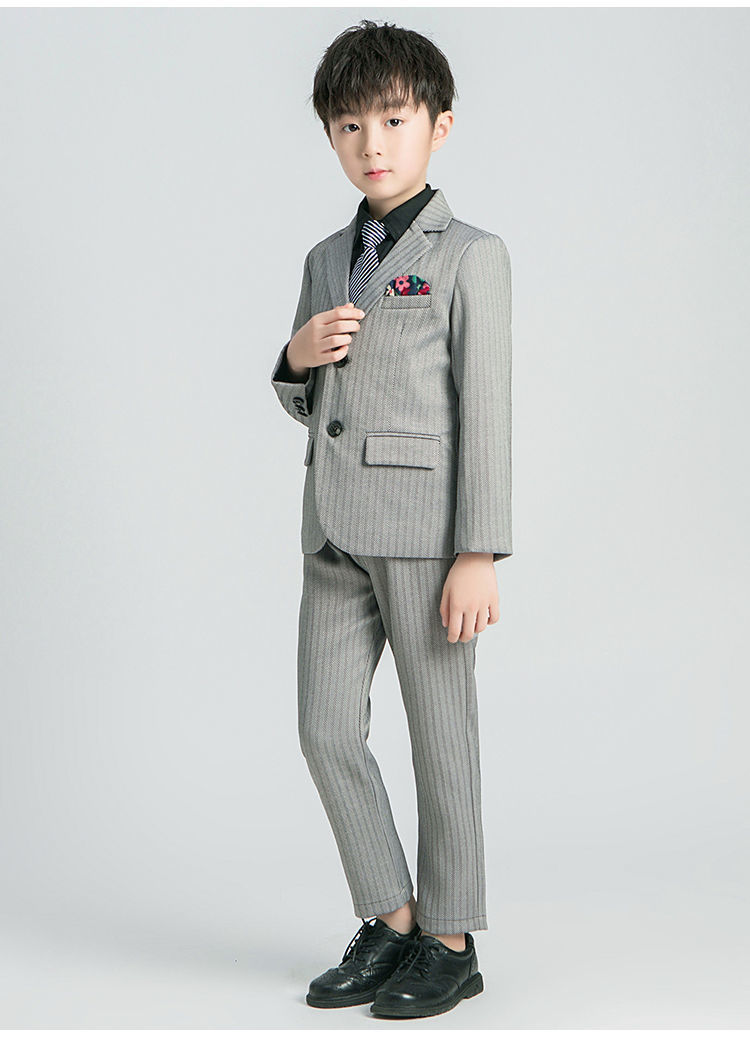 儿童西装男套装男童小西服婚礼花童礼服男小孩演讲帅气演出服松紧