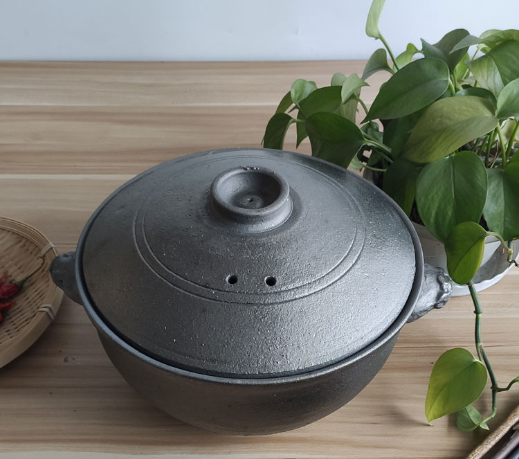 平定砂锅平定砂锅黑砂煲汤炖锅家用燃气明火煮粥老式无釉粗土陶大沙锅