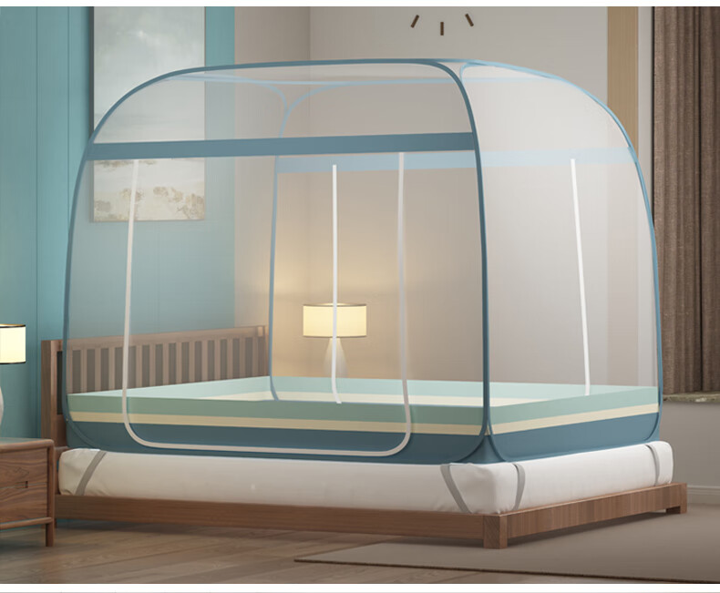 蚊帐免安装回字底蒙古包蚊帐可折叠方顶回字底全底单门双家用15米12m