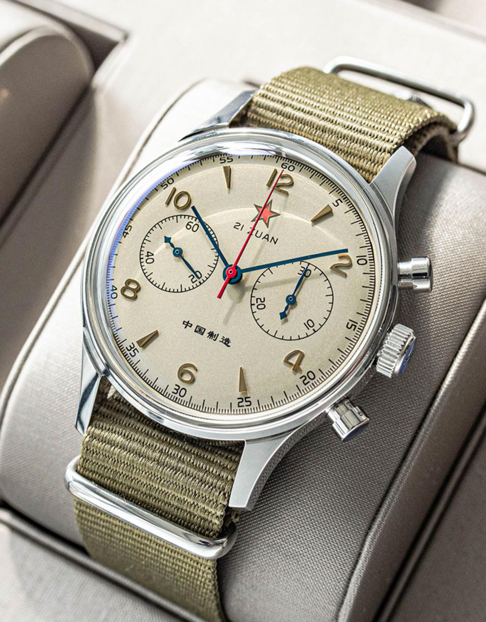 海鸥飞行员码表st19机芯机械男手表蓝宝石大表盘防水男士手表196340蓝