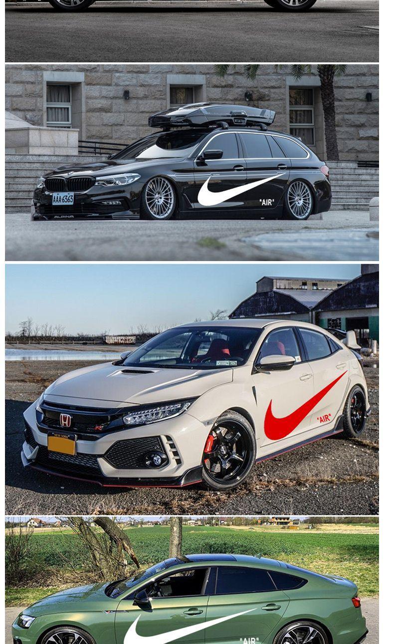 遮挡划痕车门汽车改装贴纸定制 小号耐克【100*30cm】黑色一对【图片