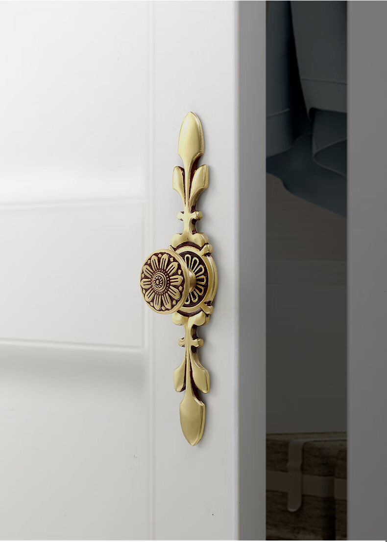 美式仿古铜衣柜拉手欧式古典花纹抽屉圆单孔家具全铜橱柜门把手a5单孔