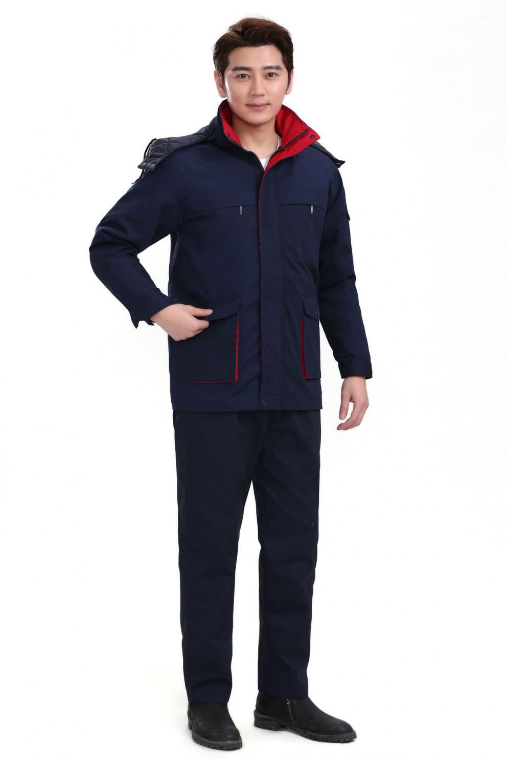 工地工人建筑项目穿的冬季工作服棉服工衣男双层带帽加厚劳保服内胆可