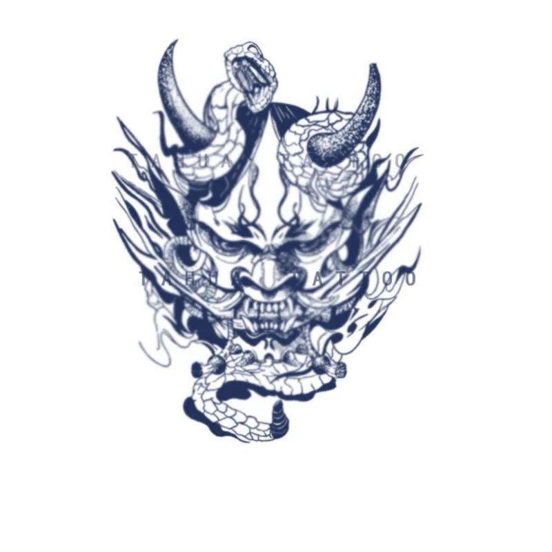 般若面具草本果汁纹身贴防水不反光刺青色纹身 地狱修罗【3张】【图片