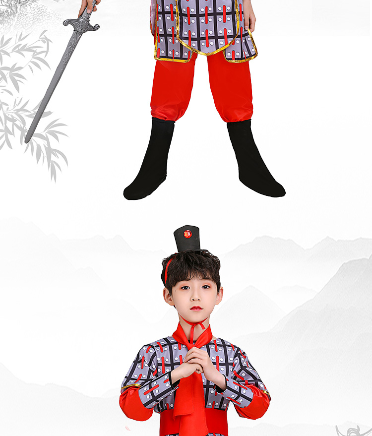 士兵服装将军铠甲朗诵古代花木兰戏曲古装精忠报国表演服 头饰 上衣