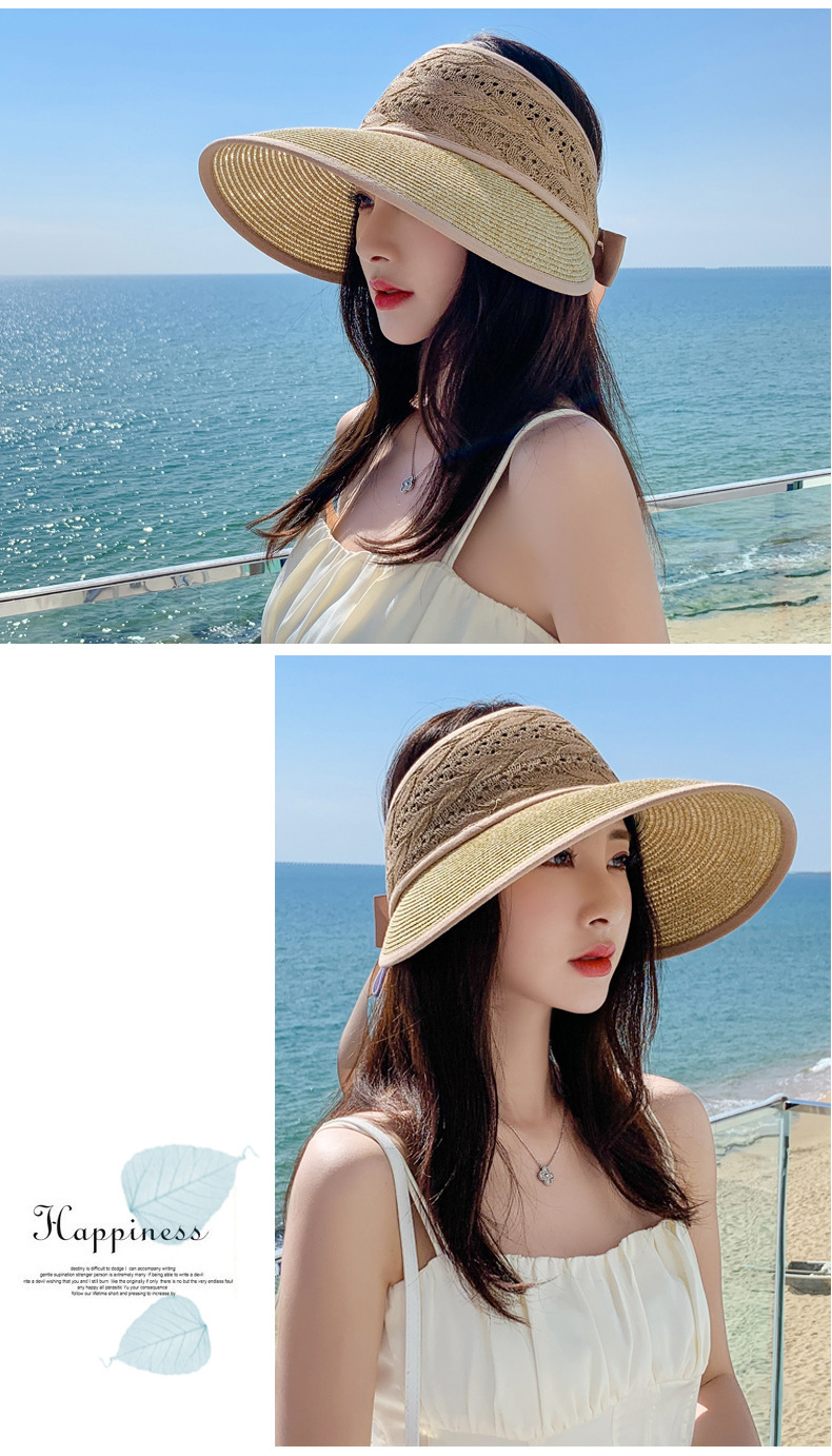 春秋帽子女韩版蝴蝶结大沿草帽海边旅游出行防晒遮阳帽夏天太阳帽mz