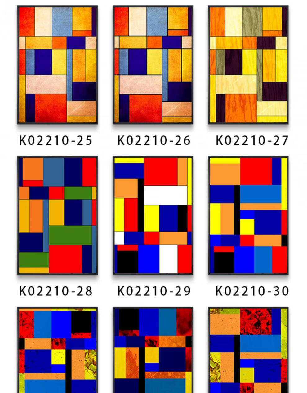 蒙德里安装饰画 抽象格子红黄蓝挂画世界名画艺术mondrian海报壁画
