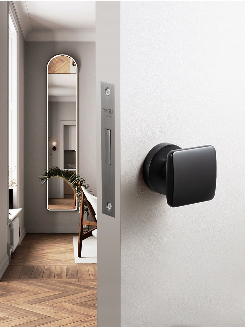 亚固门锁黑色隐形门锁室内卧室单边锁背景墙门隐藏暗锁单面暗装黑色