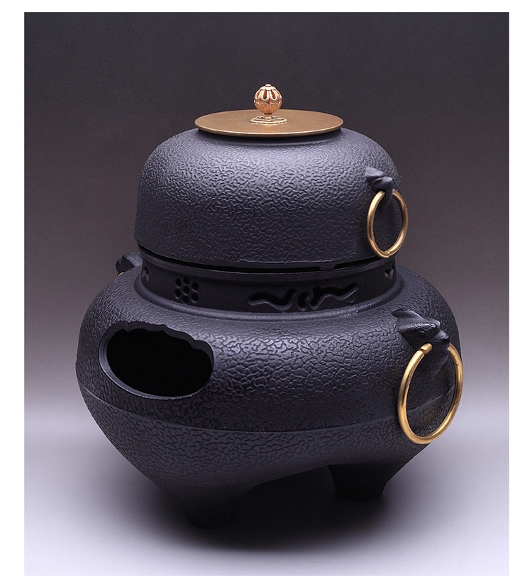 日本火钵 鬼面风炉铸铁木炭炉 铁壶专用煮茶炉日本火钵茶艺风釜 这些