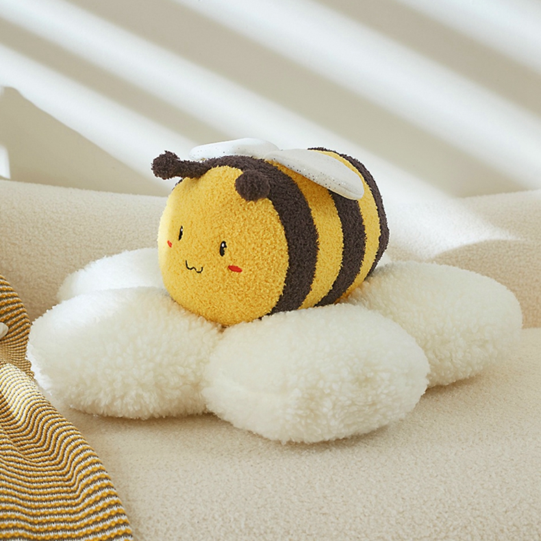 可爱小蜜蜂毛绒公仔玩具花朵睡觉抱枕靠垫娃娃系玩偶女生礼物 【大号
