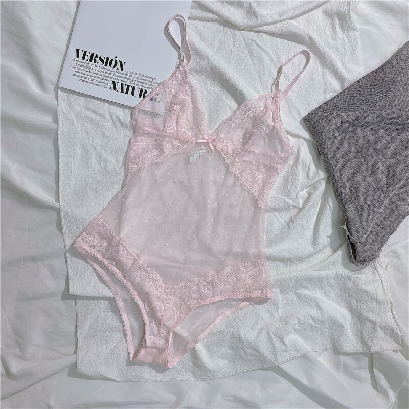 点策专卖店透明文胸蕾丝三角杯胸罩连体女镂空透明文胸美背无钢圈可开