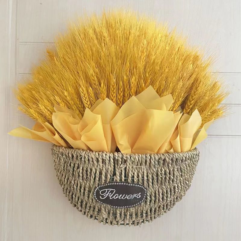 草编花篮挂墙钱袋黄金麦穗抱抱福桶开业大麦花篮 黄金麦穗400支【图片