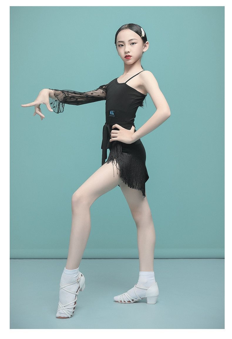 拉丁舞服装女童 拉丁舞服装练功服拉丁舞服女儿童夏季比赛规定服网红