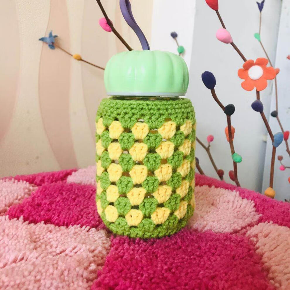 大肚杯套保护套 手工编织毛线水杯套 保温杯套 玻璃杯套 隔热 防滑 防