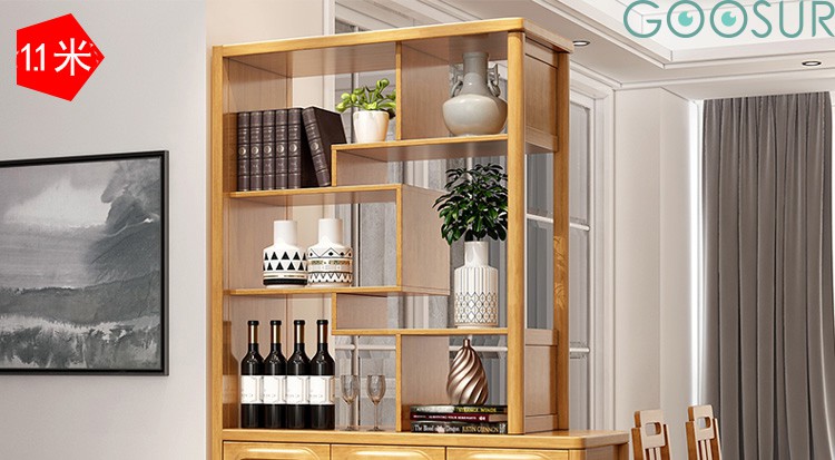 捷兆隔墙柜小户型隔断柜实木屏风柜简约现代间厅酒柜双面门厅鞋柜客厅