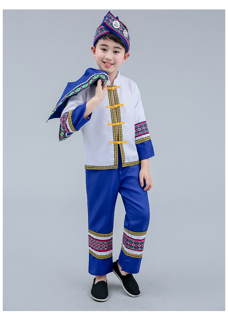 三壮族服装男女童少数民族幼儿舞蹈服饰红色桃心头饰140cm身高130140