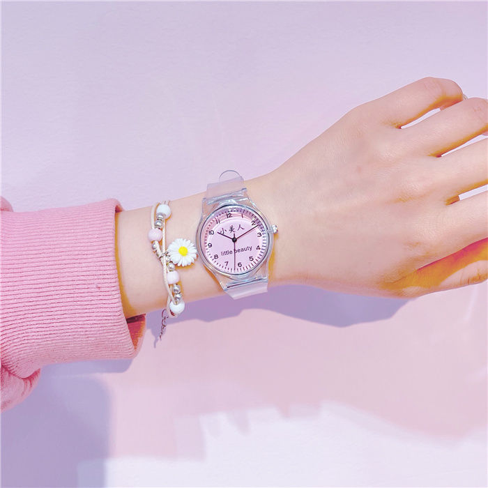 慧润手表粉色少女心透明果冻初中学生ins韩版简约日系可爱软妹幼儿童