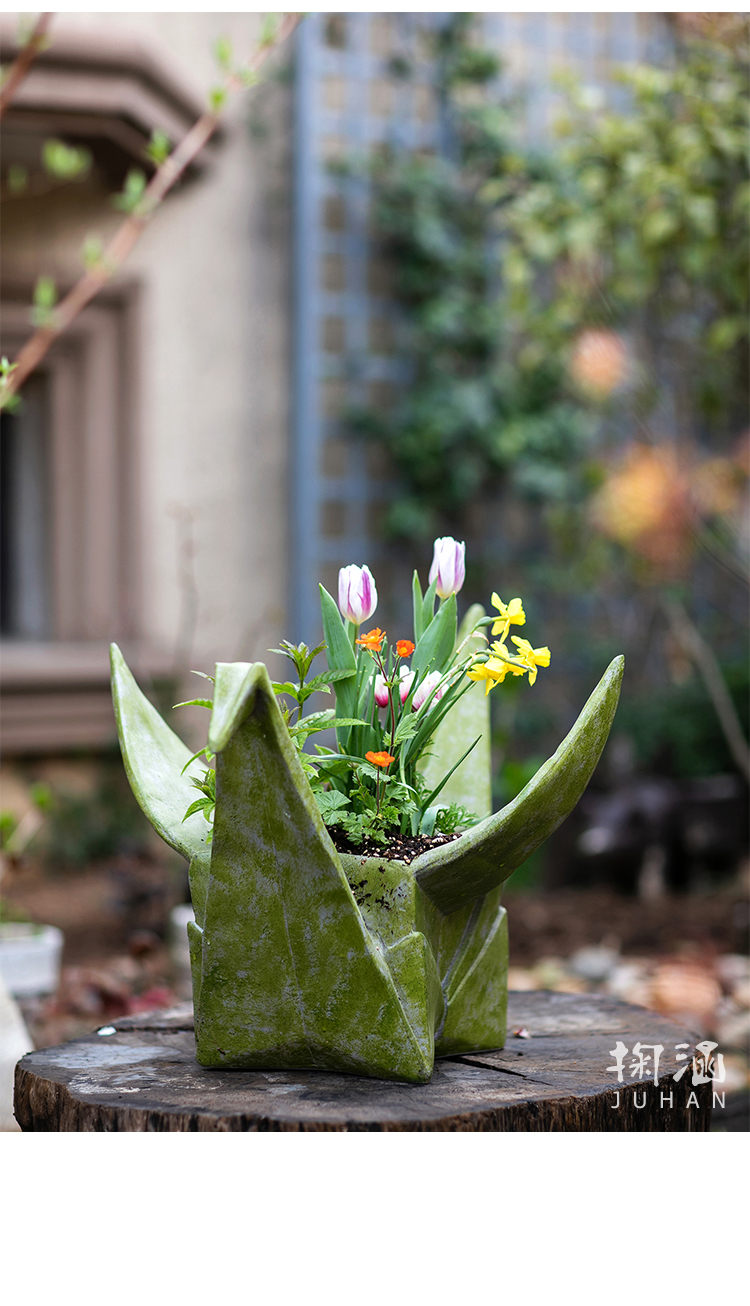 造型独特的花盆掬涵千纸鹤花盆花器绿萝多肉可爱户外庭院创意落地装饰