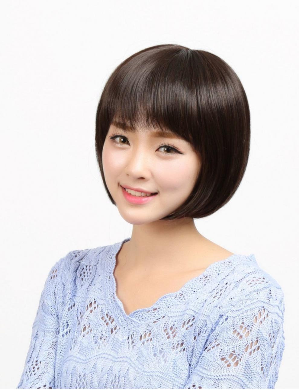 光头假发女短发妈妈真人发丝头套化疗后女士假头发短款波波头秋冬手织