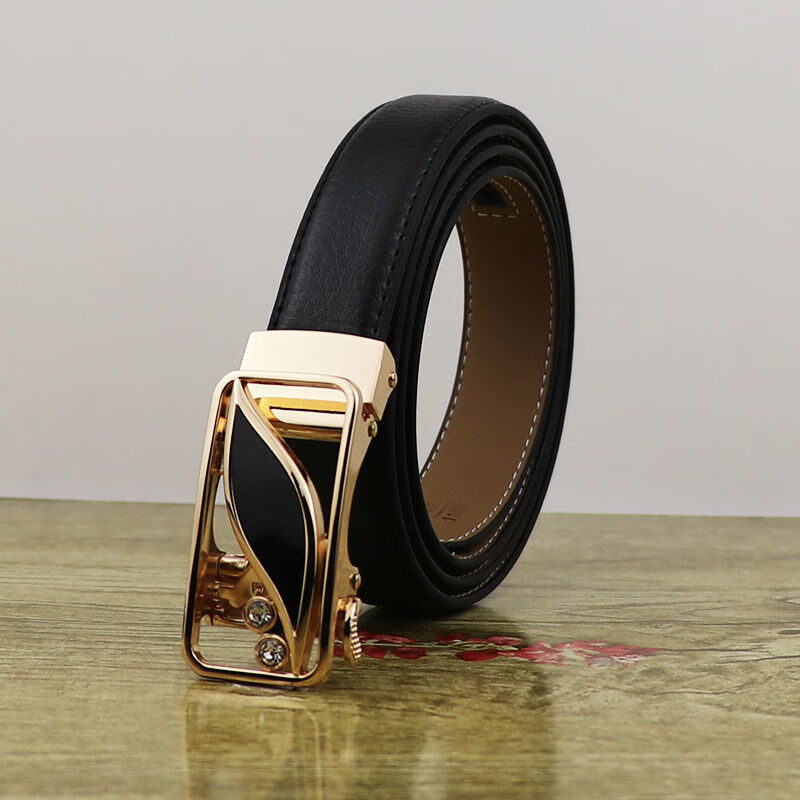 新款自动扣细款腰带时尚潮流女士皮带哈璐亚款式2红色皮带长度110cm