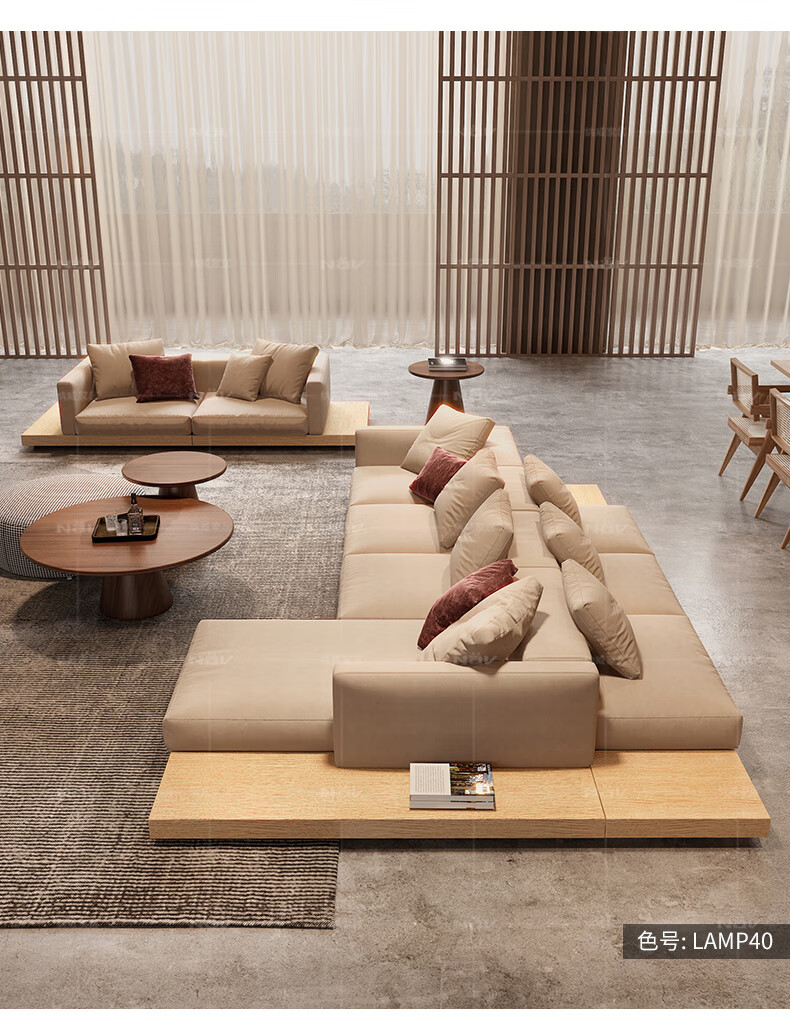 终生维护双面背靠背沙发组合布艺沙发现代简约深坐宽实木家具木沙发