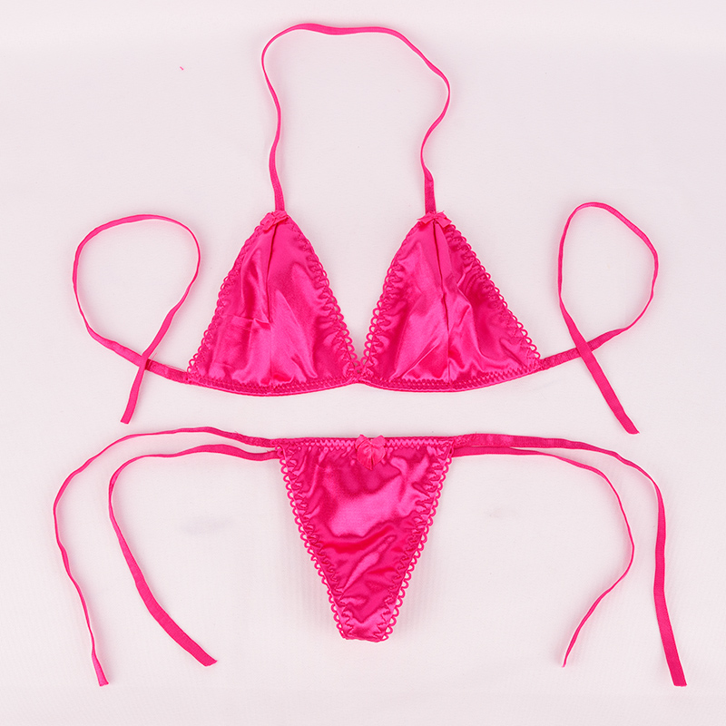 叶子媚 比基尼吊带三点式泳衣性感诱惑女士情趣内衣绑带丁字裤 黑色