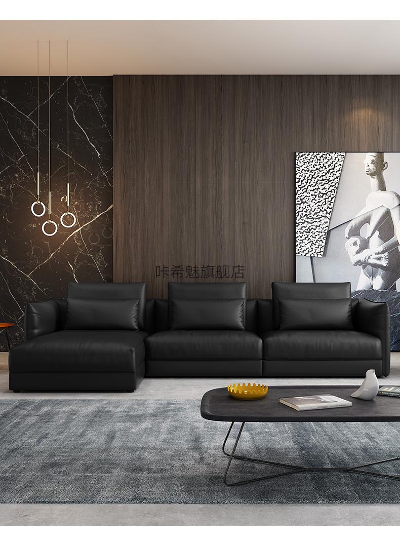 德驰沙发沙发头层牛皮沙发意式极简大小户型皮沙发软沙发别墅客厅左11
