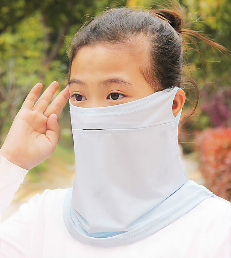 儿童防晒口罩宝宝冰丝防晒面罩夏季男女全脸面纱骑行防风户外围脖遮脸