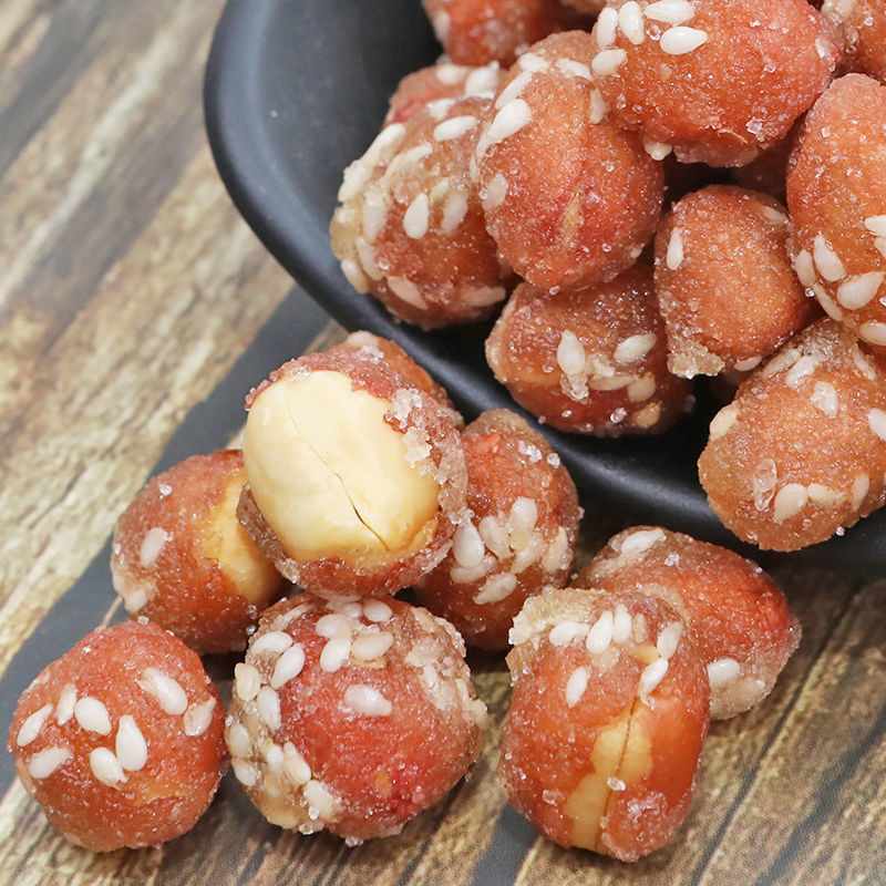 山东农家手工自制老式花生粘糖休闲零食雪花糖衣花生花生粘 2斤装