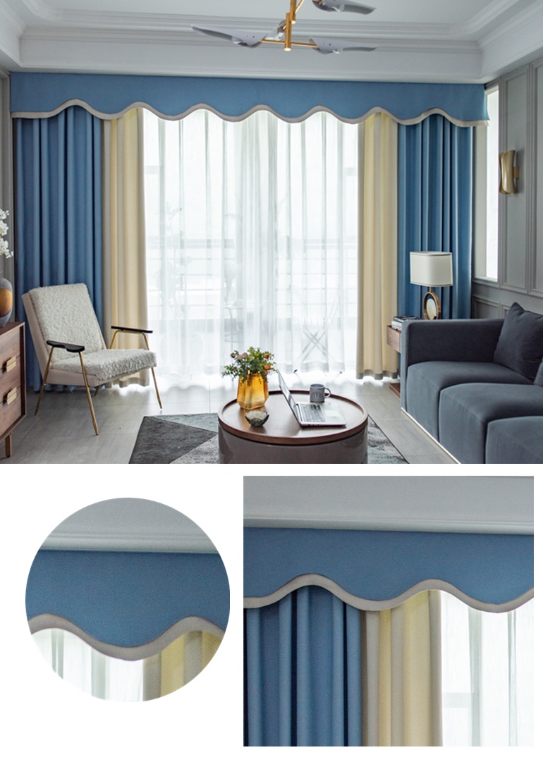 窗帘眉头卧室飘窗魔术贴自粘款顶上遮光双层平幔窗帘头幔帘头眉头模板