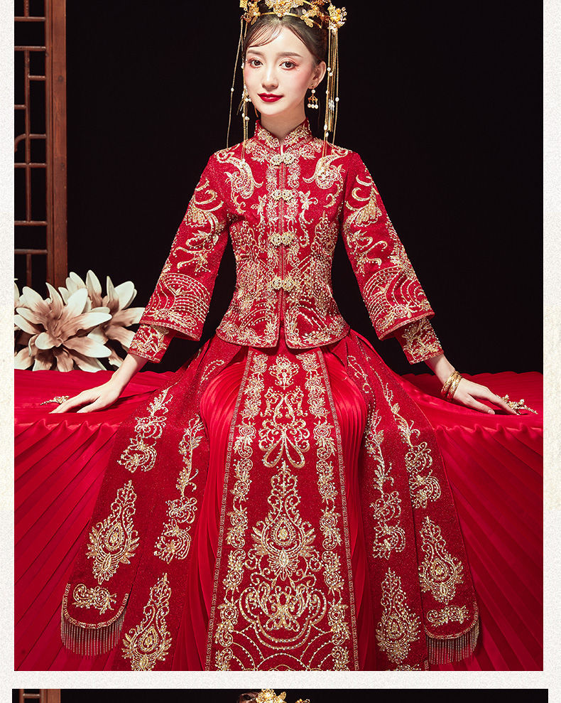 2022新款秀禾服中式嫁衣春夏季敬酒服出阁服抖音婚纱新娘秀和七分袖不