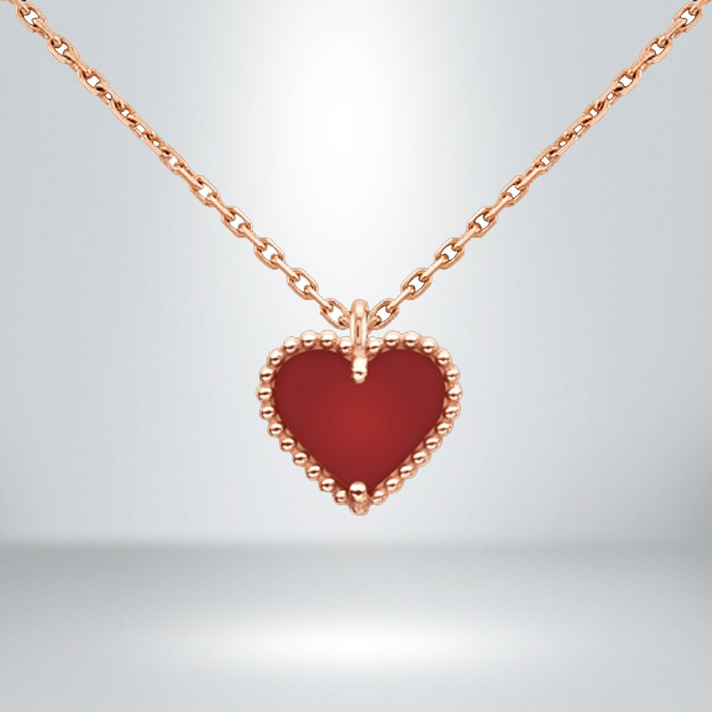 梵克雅宝vca 心形项链吊坠 18k玫瑰金材质 红玉髓吊坠 预售 红玉髓 40