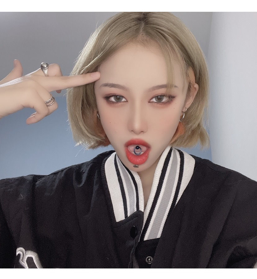 舌钉 钢舌钉穿孔舌头钉ins舌环穿刺饰品sn3845 深蓝 杆长16 杆粗1.