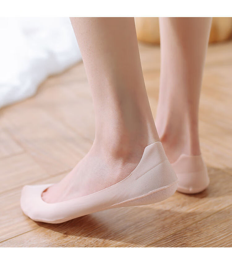 女士棉袜船袜女超浅口薄款冰丝隐形袜硅胶防滑防磨脚袜子3肉粉均码