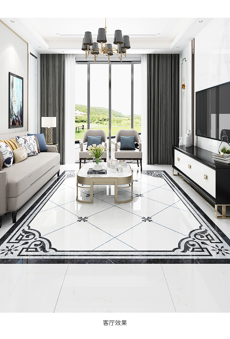 过道入户玄关地板砖客厅瓷砖拼花800x800欧式餐厅地毯砖拼图抛晶1600x