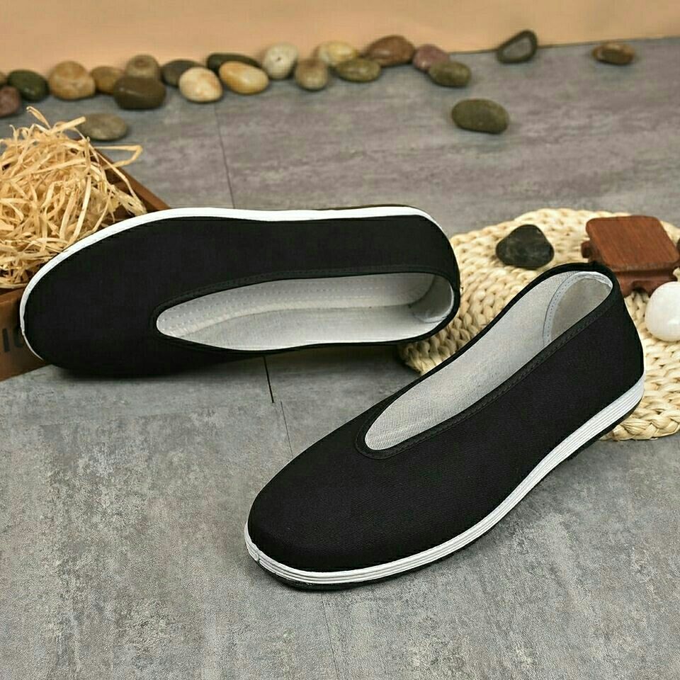 传统老北京布鞋男款圆口休闲剪刀口黑布鞋母亲节礼物黑底圆口40