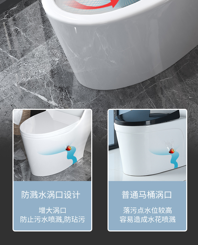 lanmiu黑色马可波罗马桶小户型坐便器卫生间陶瓷防冻裂80大管旋虹吸式