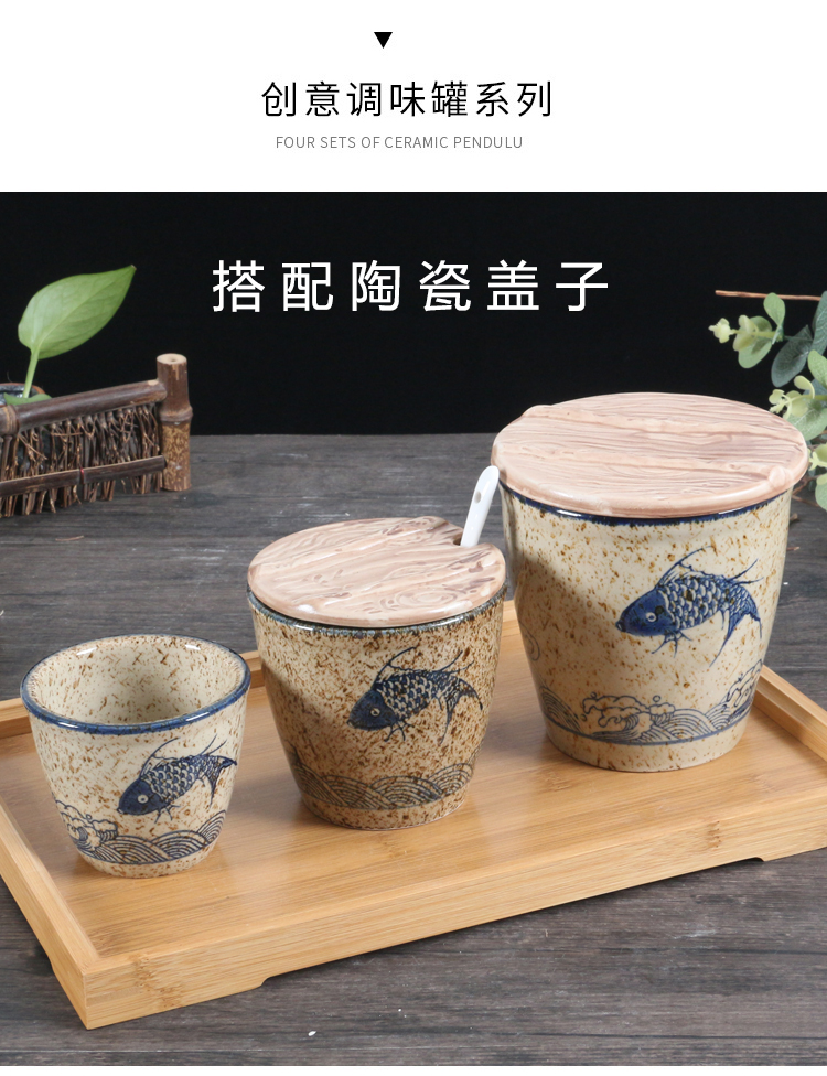 小水缸茶杯日式陶瓷小水缸茶杯品茗杯主人杯鸡缸杯创意厨房调味罐储物