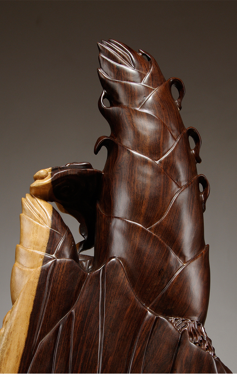 秀展木雕节节高竹子寓意摆件竹笋乔迁送礼实木红木摆件新店公司开业