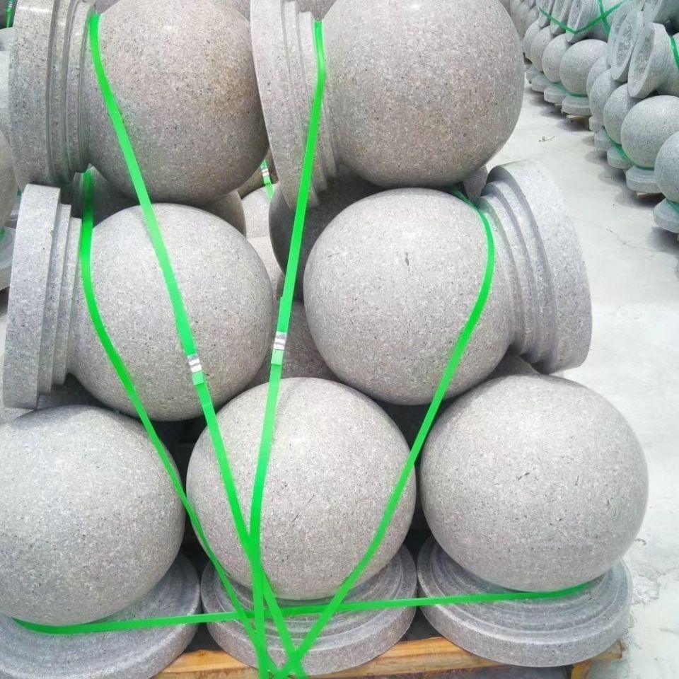 高档挡车石球路护盾石球路护石墩公园大理石球挡车石石球路障圆石球