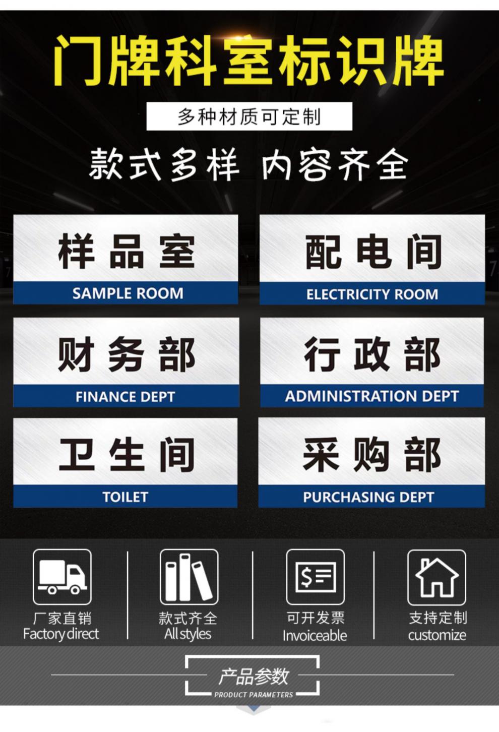 样品室门牌公司工厂企业科室牌单位部门牌洽谈室生产部党支部保安室