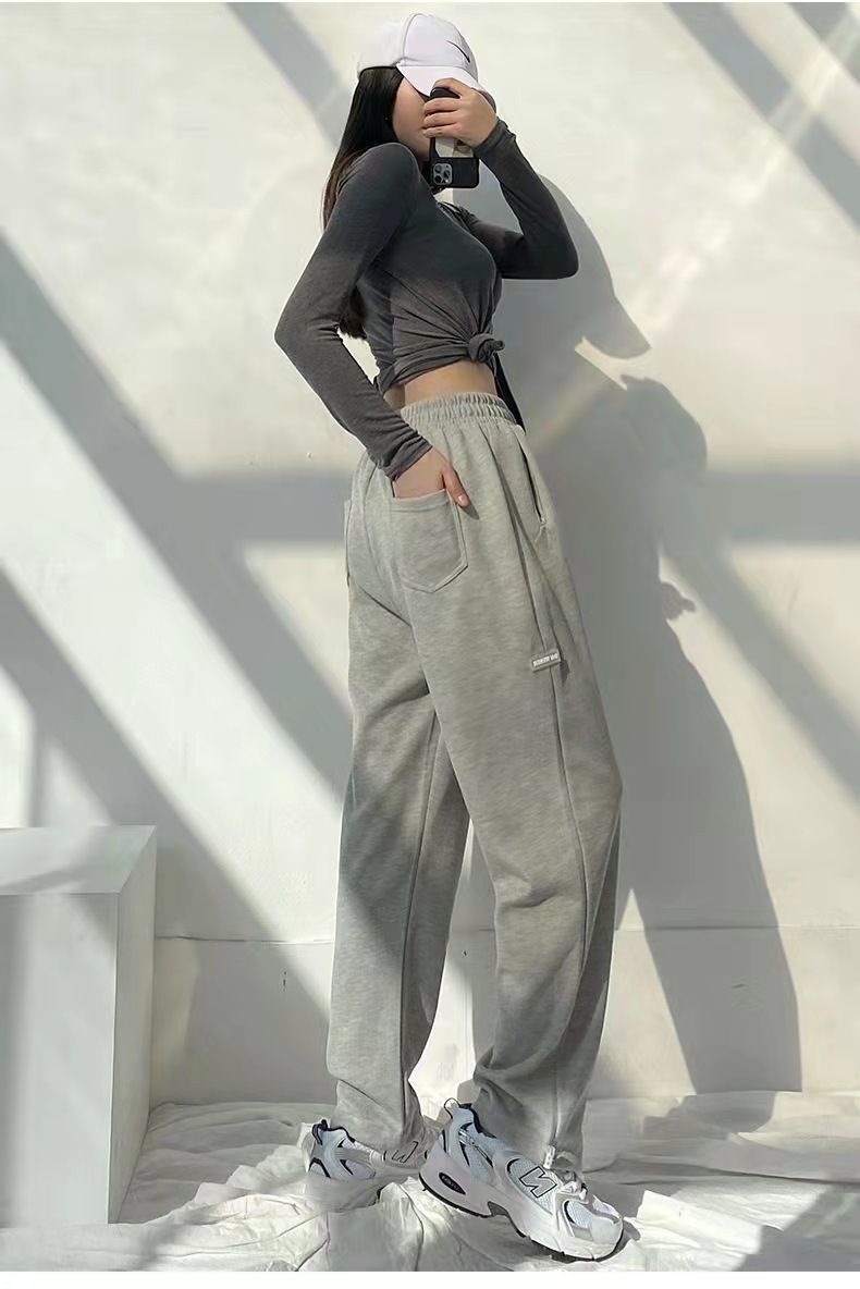 阔腿裤女春新款2022夏天韩版运动休闲裤子女阔腿裤透气卫裤宽松春秋款