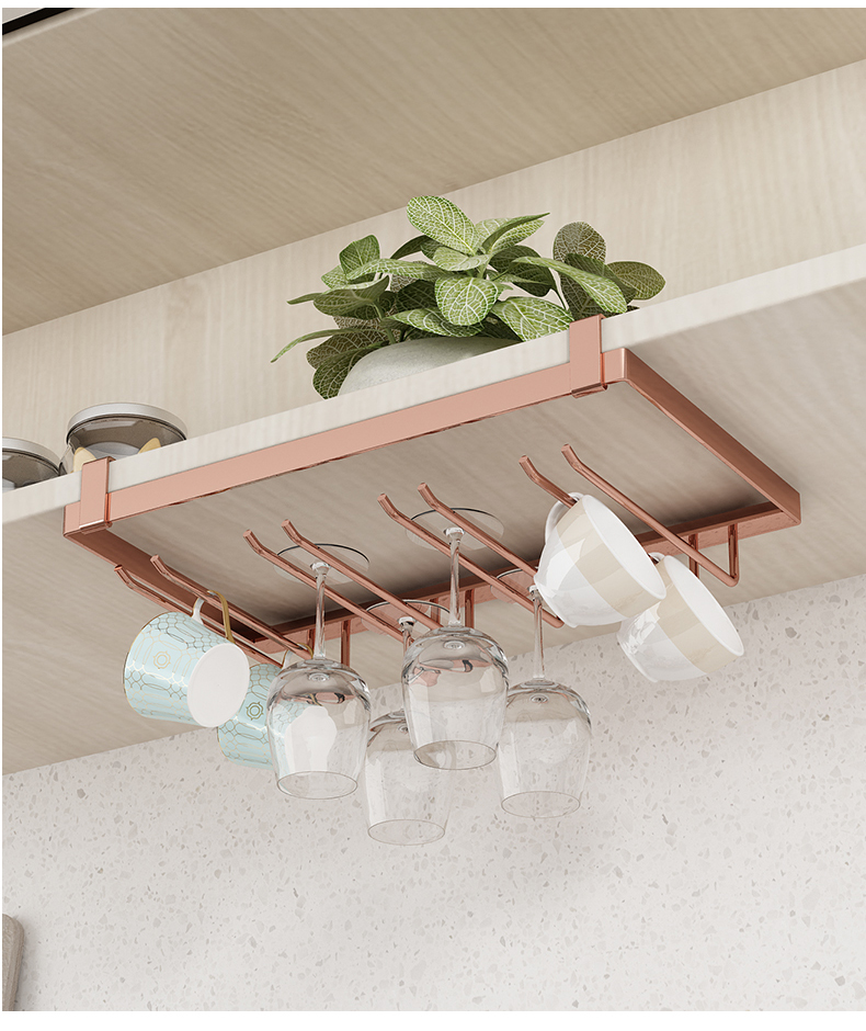 红酒杯架倒挂免打孔轻奢创意现代不锈钢红酒杯架子免打孔悬挂家用咖啡